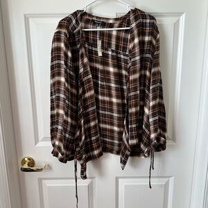 Madewell Plaid Gauze Double-Tie Wrap Top Size XL